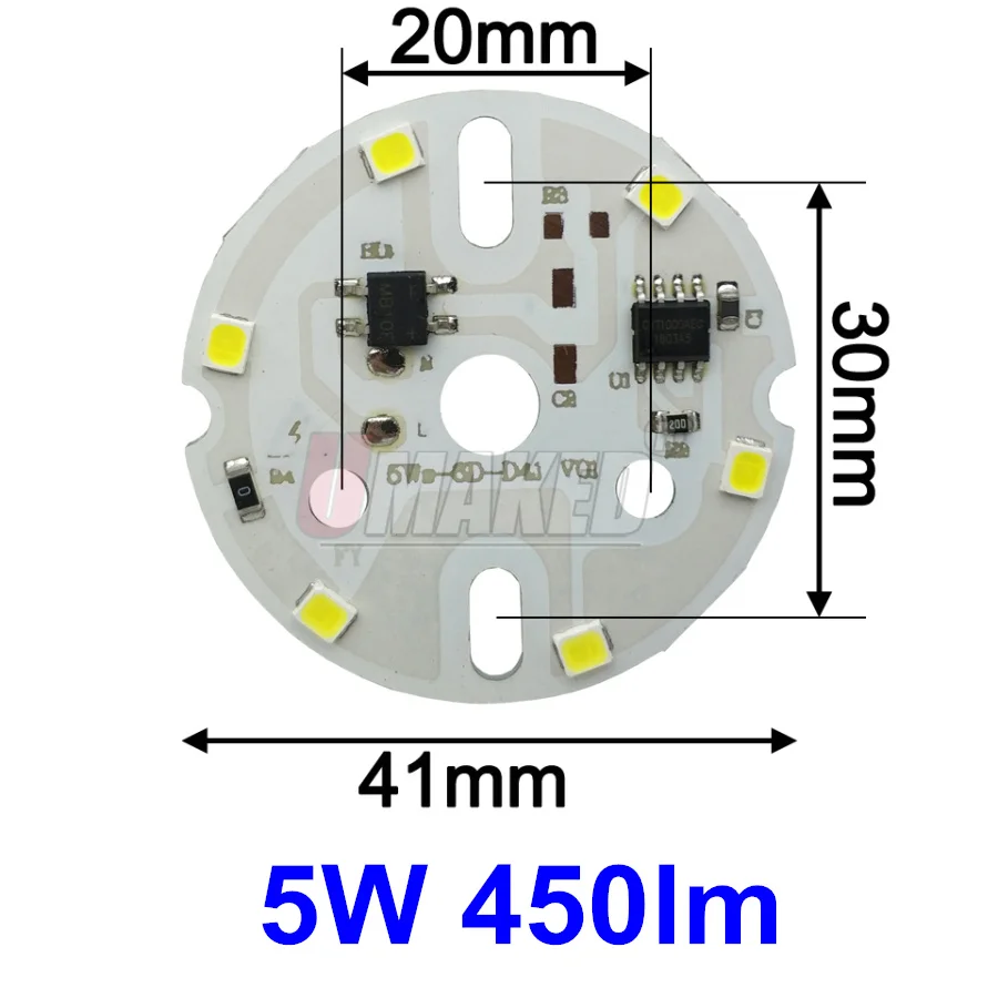 5W 41mm 10 шт. ac 220 В led pcb SMD2835 3 Вт 5 Вт 7 Вт 9 Вт 12 Вт 15 Вт интегрированный ic драйвер, светодиодные бусины smart IC SMD, светодиодный светильник источник для светильник - Цвет корпуса: 5W 41mm