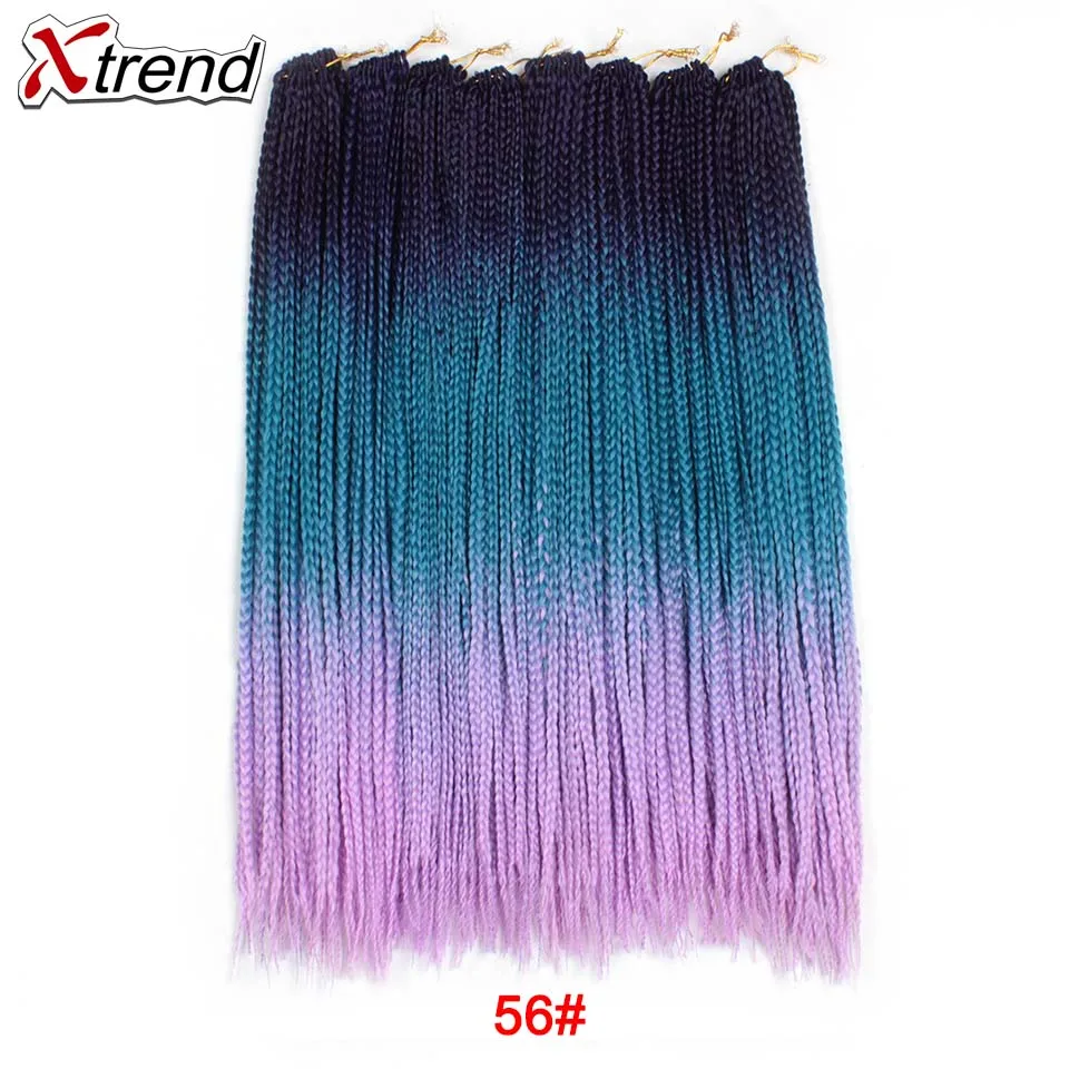 Xtrend вязанная крючком коса Омбре коробка косы с крючком наращивание волос Синтетический Омбре плетение волос два тона цвета Розовый Фиолетовый Синий - Цвет: #35