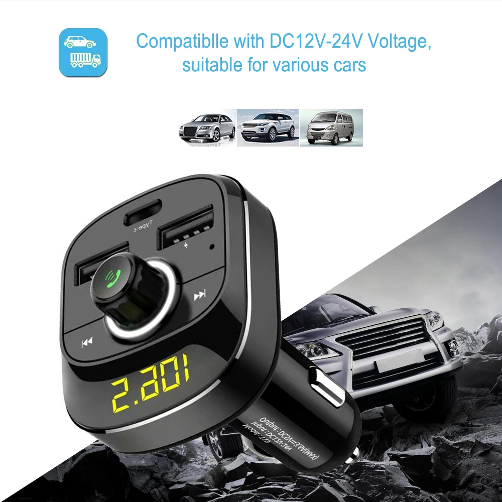 JINSERTA 12 V-24 V автомобиль MP3 аудио плеер Bluetooth FM передатчик, свободные руки, Тип быстрой Зарядное устройство TF USB накопитель воспроизведения музыки