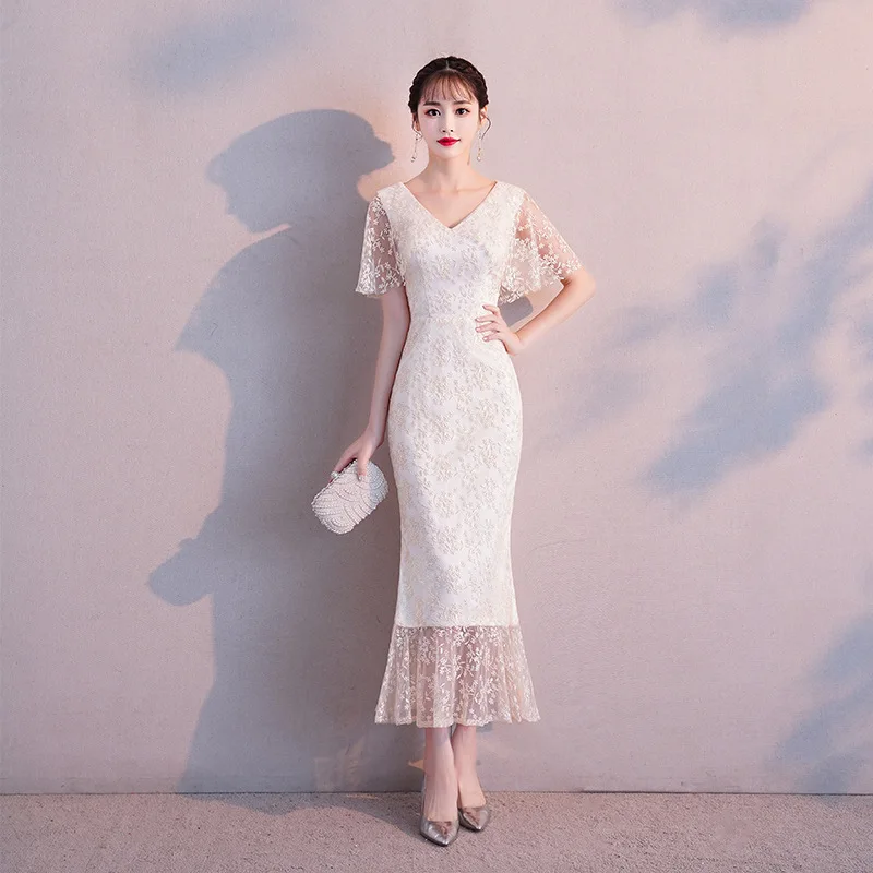 

Burgundy Mermaid Asian Long Dress Vestidos Chinos Oriental Qipao Evening Gowns Classic Party Dress Oversize S-XXXL