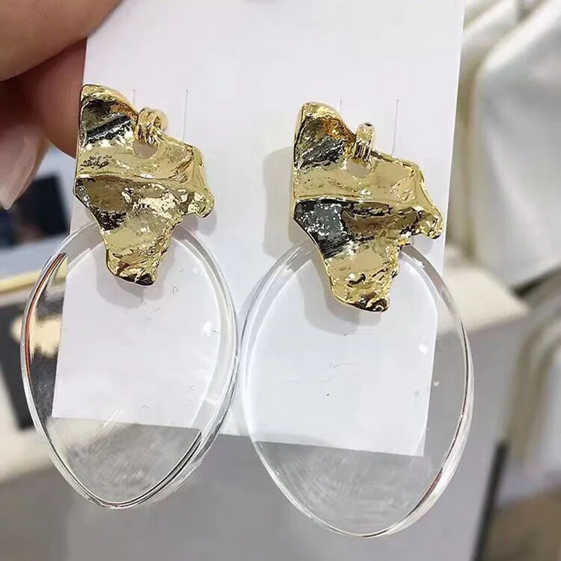MENGJIQIAO 2019 новые акриловые прозрачные овальные серьги-капли для женщин девочек