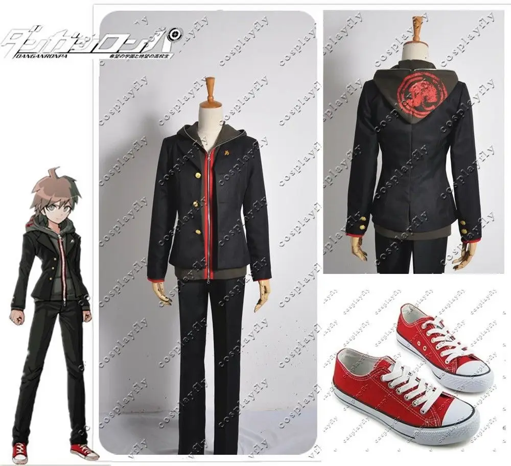 Костюм для косплея Dangan Ronpa Makoto Naegi Danganronpa красные ботинки полный комплект черная