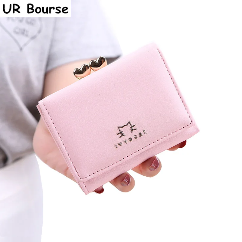 UR биржа дамы из искусственной кожи короткие бумажник Для женщин простой милый