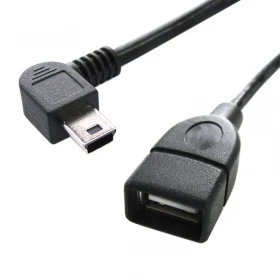 Левый Угловой 90 градусов USB Mini 5Pin папа к мама OTG Хост-кабель 10 см 50 короткий кабель 0