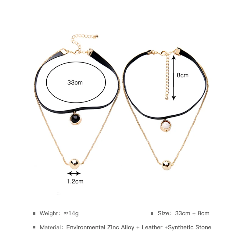 2017 KPOP Слоистые ожерелья-чокер с металлическим шариком черное ожерелье из