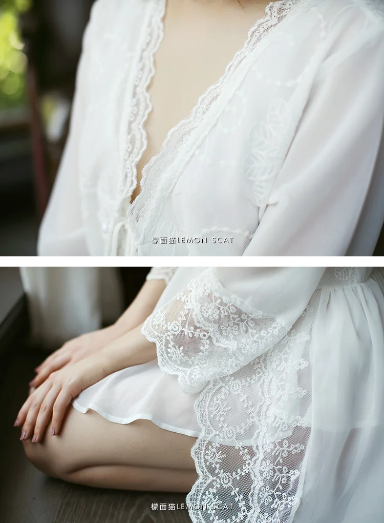 Пикантный кружевной винтажный элегантный халат подружки невесты женский с