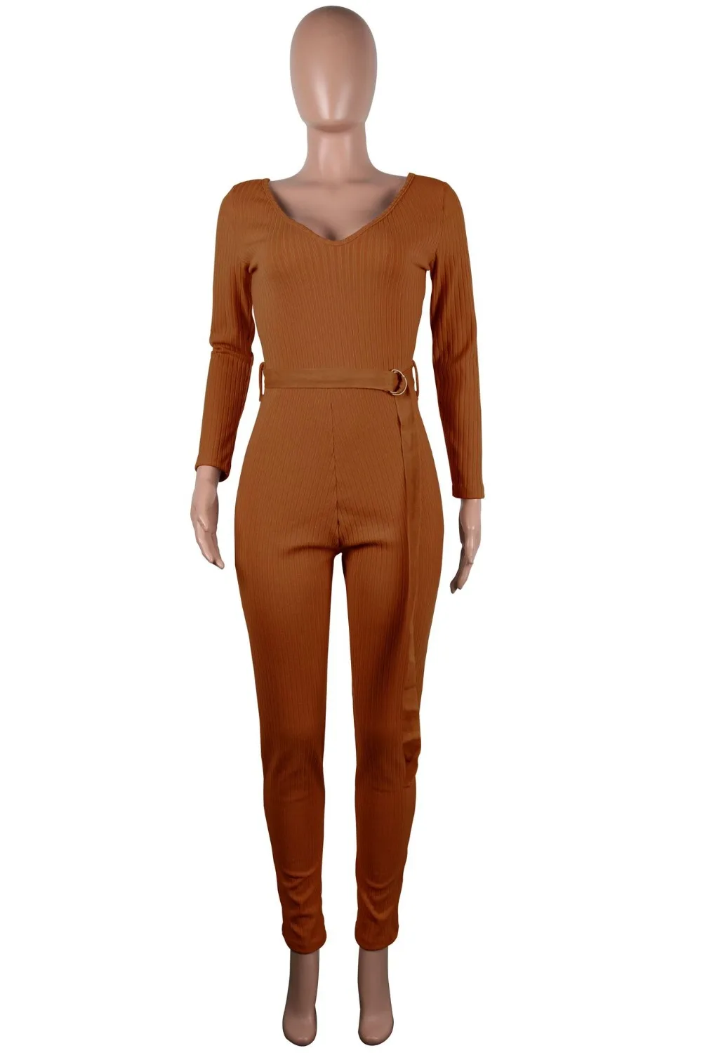 Sexy Low Cut V-neck Jumpsuit Women Long Sleeve Cold should Knit Skiny Lady Bodycon Waist Cincher Night Club Party Female Outfits | Женская