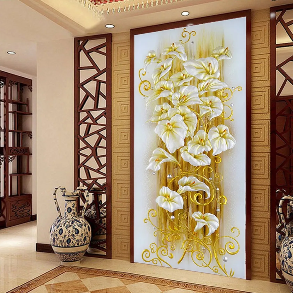 30*56 см 5D поделки алмазов картина кристалл цветок лилии 3D стежка декоративные