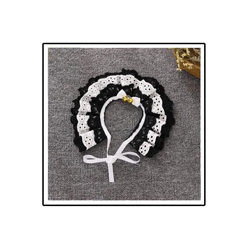 Lace black Ошейник для питомца, Милая принцесса, Очаровательное ожерелье, регулируемый ремешок, декор для щенка с маленьким колокольчиком, кружевные нагрудники, аксессуары, горячая распродажа - Цвет: Lace black