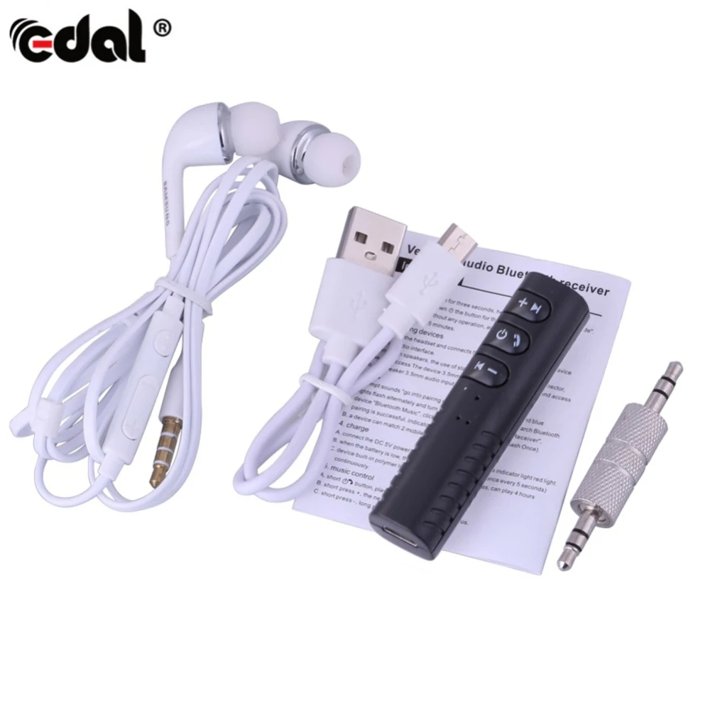 Беспроводной Bluetooth-приемник EDAL + белый наушник Автомобильный громкой связи 3 5 мм