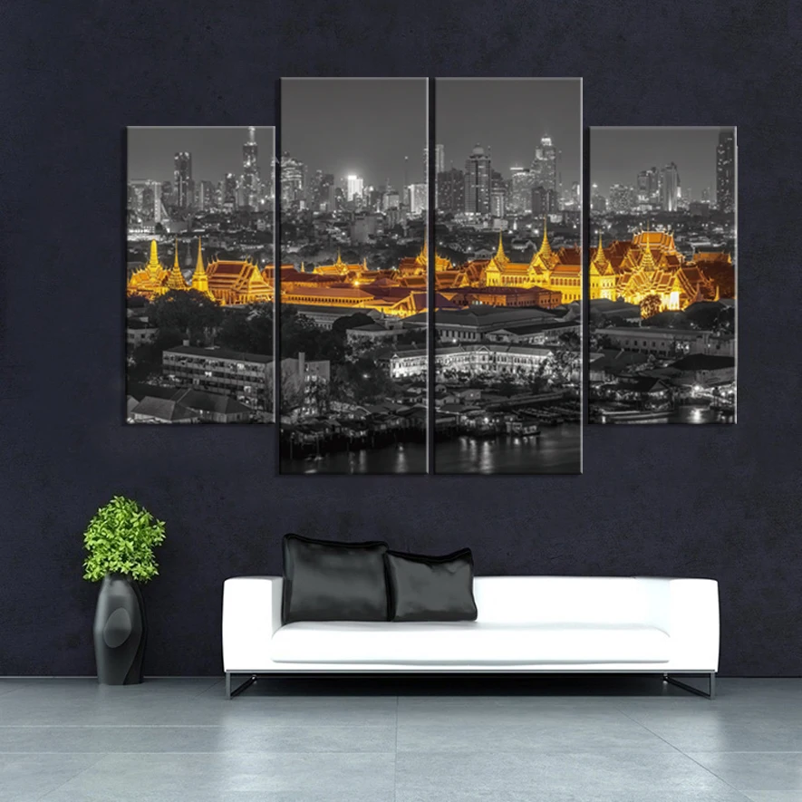 Картина без рамы в храме стиле Таиланд 4 шт. (без рамки) печать на холсте искусство