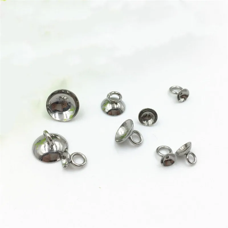 

50pcs 4/5/6/8/10mm Tray End Cap Stainless Steel Bead Caps Fitting Round Beads Pendants DIY Necklace Findings Handmade