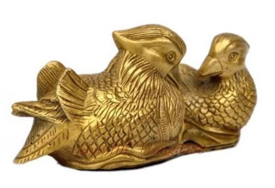 China's rare manual brass couple of mandarin duck statue carving | Дом и сад