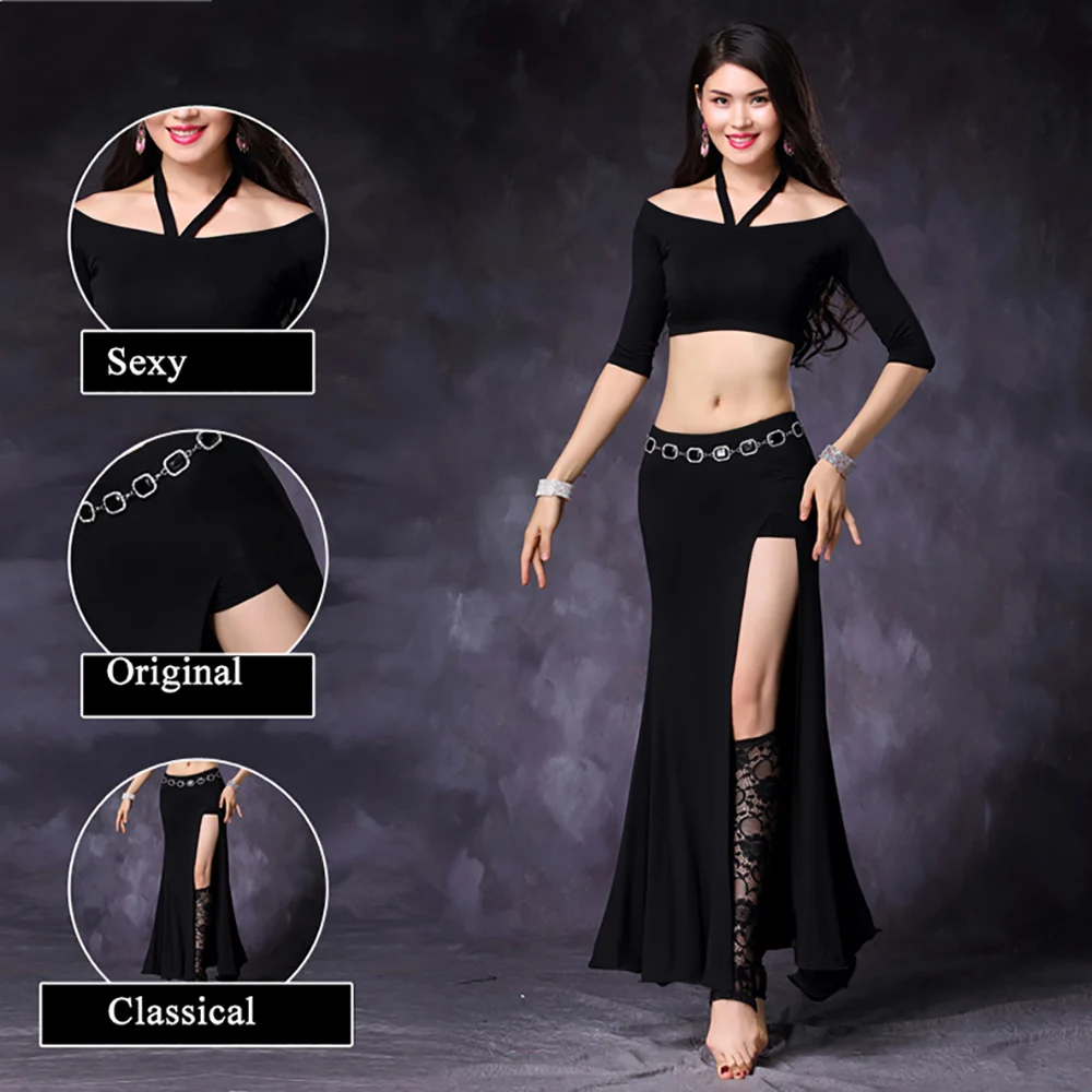 

Cheap Belly Dance Suits For Ladies Black Red Green Purple Good Quality Modal Clothes Professional Women Ballroom Garments Q11180