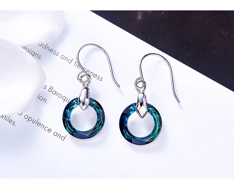 CDE Висячие серьги, украшенные кристаллами Swarovski, висячие серьги, женские круглые серьги, простые украшения для ушей, серьги