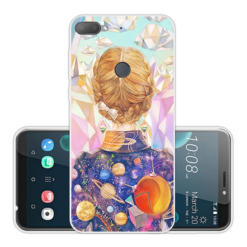 TPU for HTC Desire 12 Plus Fitted Pink Case 6.0&quot Transparent Ultra Thin Soft Silicone 12+ Back Phone Cover |