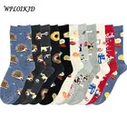 Женские носки WPLOIKJD в Корейском стиле Харадзюку, модные милые носки с животными, собаками, пончиками, молочным кофе, женские творческие Носки