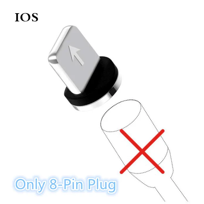 For IOS Plug Only Магнитный кабель Micro USB для iPhone 6 7 8 X Xiaomi Android кабель Micro USB Магнитная Зарядка для samsung S9 type C зарядный провод - Тип штекера: For IOS Plug Only