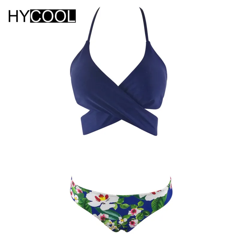 Hycool Новое поступление 2017 года Глубокий V женские комплекты бикини Цветочный