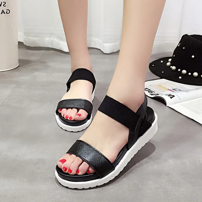 Женские сандалии повседневная обувь на плоской подошве пляжные с открытым