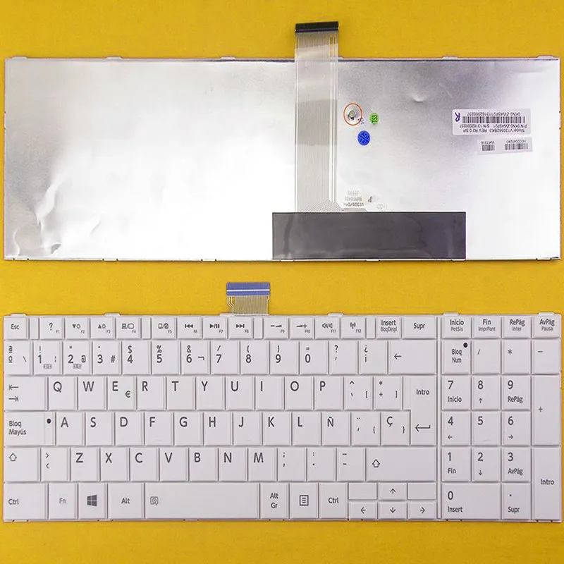 

Brand NEW SP/Spanish Laptop Keyboard for TOSHIBA C850 WHITE For Win8 Replacement V130562BK3 Notebook Keyboards