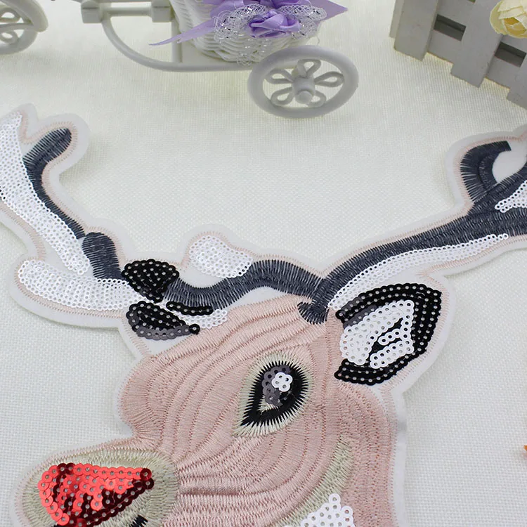 Большая блестящая нашивка с лосями блестки вышитая Рождественская флисовая