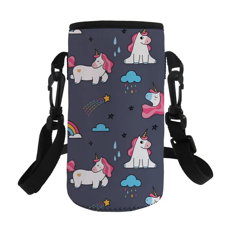 L2073Z18 HUGSIDEA Единорог Спортивная бутылка для воды с чехлом Чехлы изолированный держатель для сумки кисета рукав Перевозчик подходит для 500 мл/550 мл бутылка воды мешок - Цвет: L2073Z18