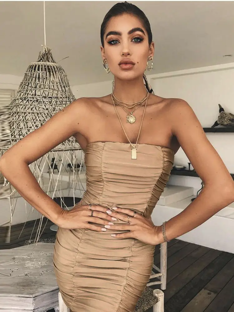 Новинка лета 2019 женское сексуальное плиссированное платье в европейском и