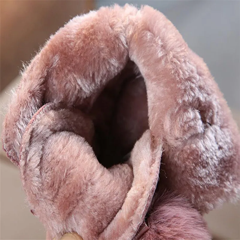 Winter non-slip Children's snow boots girls fur thick warm boots baby ball children's boots pink Girls Boots boas para nina