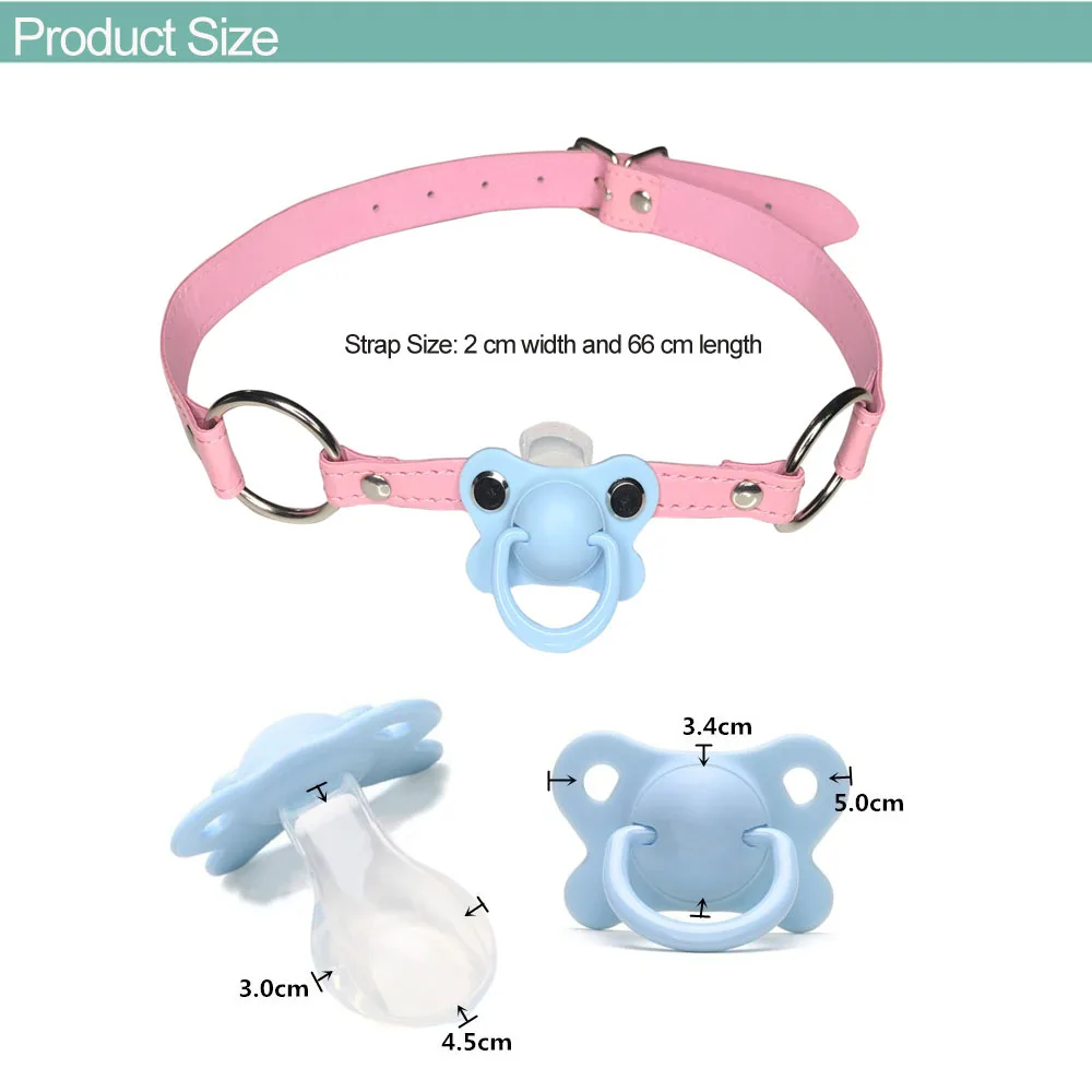 DDLG/ABDL колье кляп соска для взрослых пустышка размера плюс соска кляп чокер синий цвет