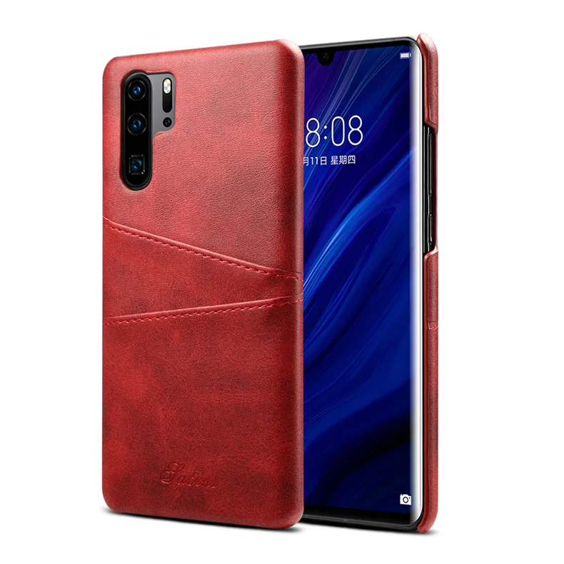 Красный ITEUU P30 P30PRO ретро кожаный чехол для huawei P30 P30 PRO чехол s слот для карт Высокое качество Роскошный задний противоударный чехол - Цвет: Красный