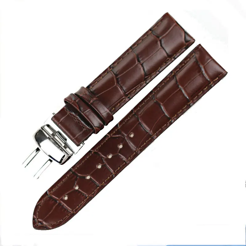 Brown silver buckle ISUNZUN мужской/женский ремешок для часов Tissot T055 ремешок для часов PRC200 T055410A/417/430 мужские часы из натуральной кожи ремешок для часов 19 23 мм - Цвет ремешка: Brown silver buckle