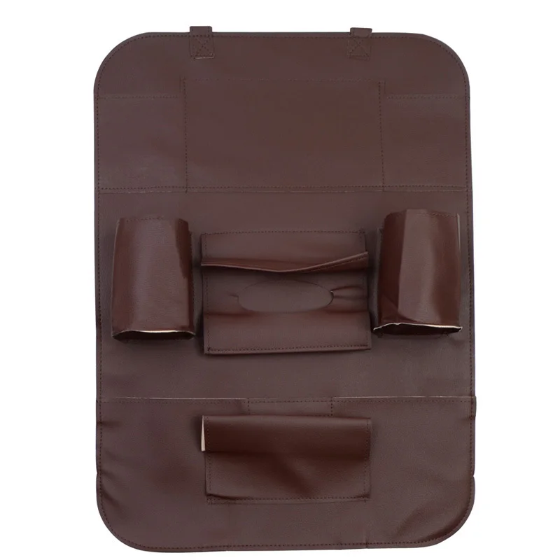 Brown SPEEDWOW автомобильные аксессуары из искусственной кожи, сумка для хранения сидений, органайзер на заднее сиденье, автомобильная сумка для хранения на спинку сиденья, подставка для чашек, держатель для хранения - Название цвета: Brown