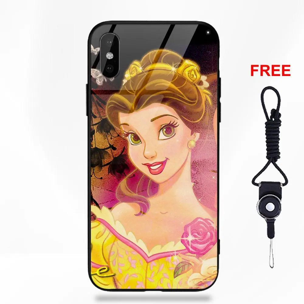 For Apple iPhone 5 5C 5S SE 6 6S 7 8 Plus X XS Max XR Silicone TPU Frame Tempered Glass Shell Tattoo Princess Belle Mug Shot | Мобильные