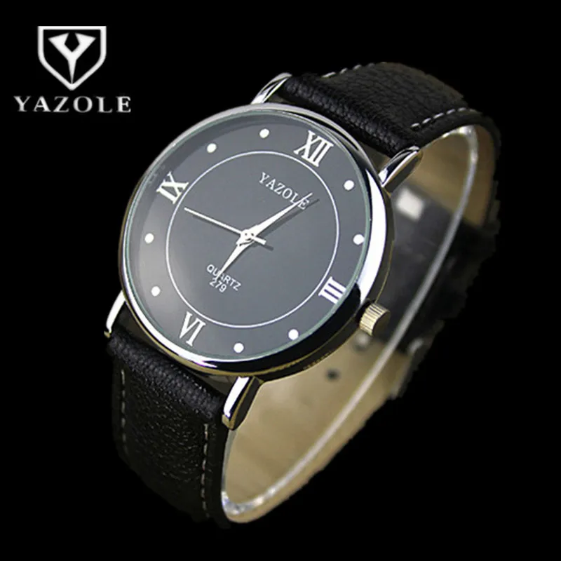 

Yazole Top Brand Quartz Watch Men Fashion Business Leather Strap Classic Simple Roman Mens Watches Saat Reloj Hombre