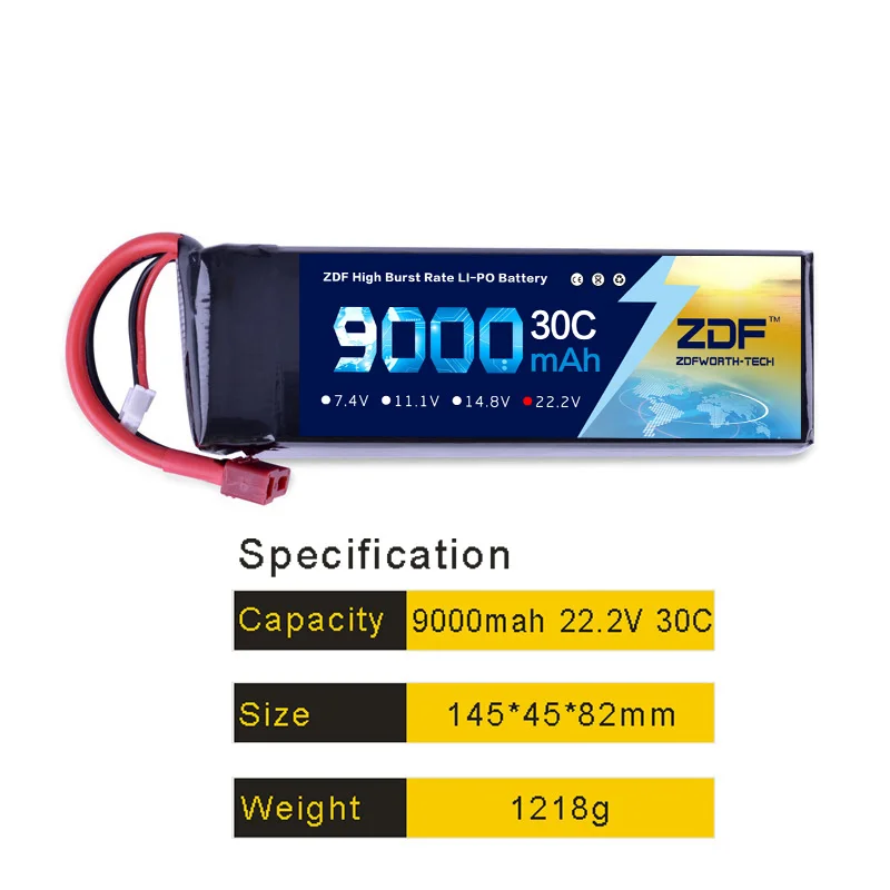 ZDF хорошее качество 22 2 в 9000 мАч 6S Lipo батарея 30C Max 60C для радиоуправляемого самолета