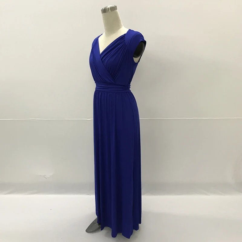 SEXY Long Party Dress Women Sleeveless Tank V-Neck Ruched Clubwear Maxi Black Red Blue Tunic Elegant Vestido De Festa | Женская одежда