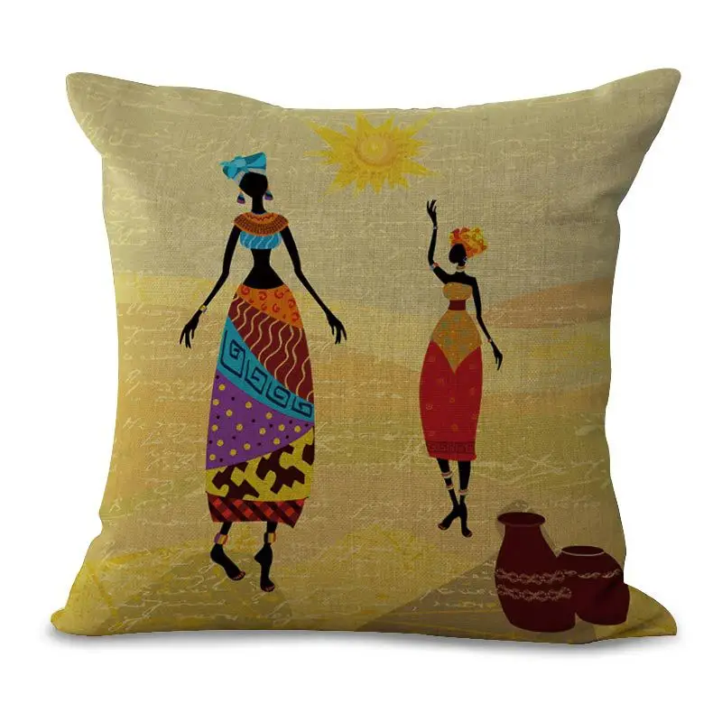 Танцы Подушка с изображением женщины крышка Африканский Стиль Чехол Цвет ткань