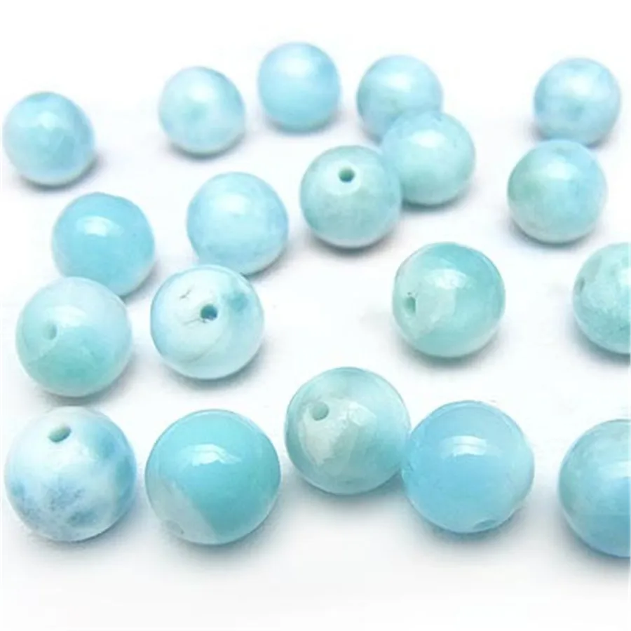 Оптовая продажа натуральные синие бусины 8 мм Larimar круглые россыпью ювелирные