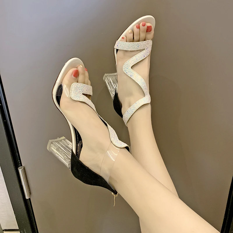 Новинка лета 2019 пикантные сандалии в римском стиле Стразы со змеиным кристаллом