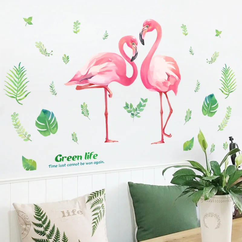 Настенные наклейки с розовыми романтическими фламинго домашний декор гостиная