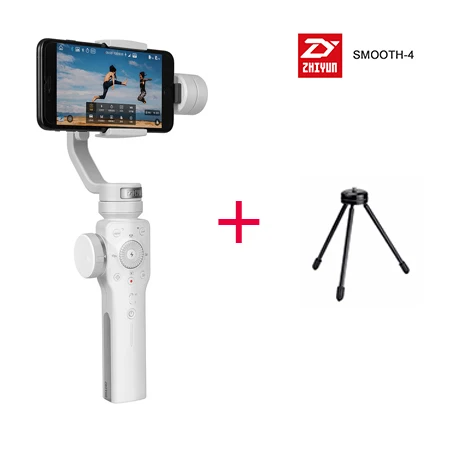 Белый Zhiyun Smooth 4 3-осевой ручной шарнирный стабилизатор для камеры для iPhone X, 8, 7 плюс samsung Galaxy S8+ S8+ кардан мини штатив-Трипод - Цвет: Белый
