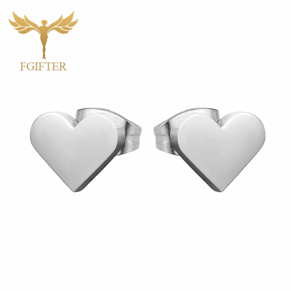 Steel Earrings Женские серьги, серьги в виде сердца, серьги-гвоздики из нержавеющей стали, Модные женские ювелирные аксессуары - Окраска металла: Steel Earrings