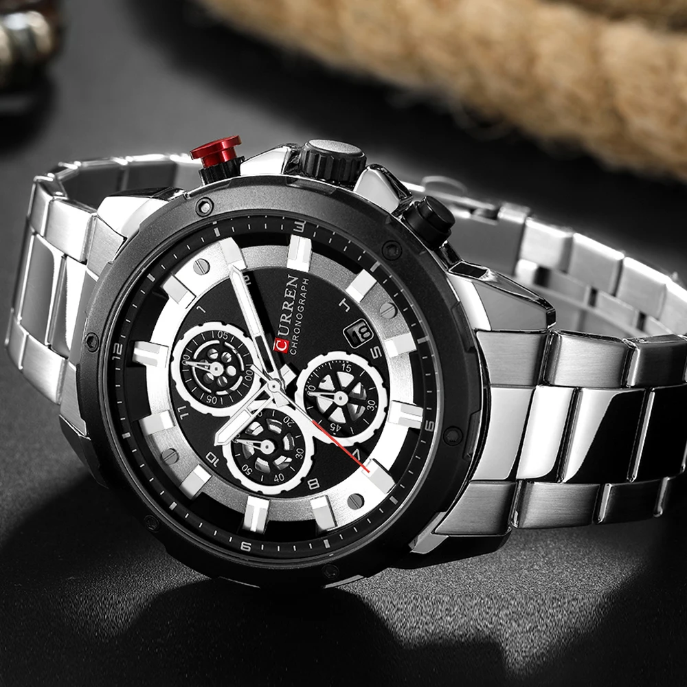 Мужские водонепроницаемые кварцевые часы CURREN повседневные спортивные с