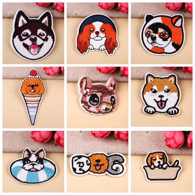 1 шт. высокое качество животных оптом железа на нашивки в форме собак вышитые