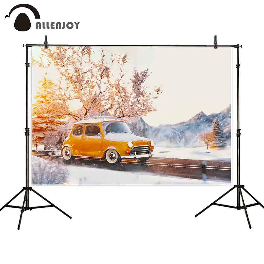 Allenjoy фон для фотосъемки зимний дорожный автомобиль шоссе снег дерево фотостудии