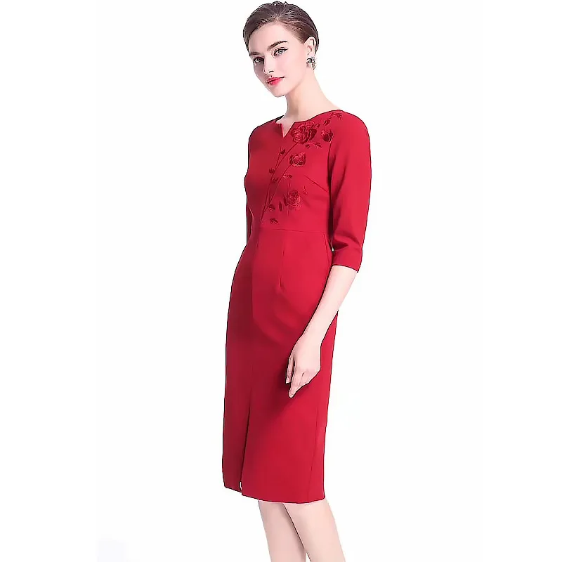 Xxxl платья Vestidos осень зима Коктейльные Вечерние женские платья с v-образным вырезом элегантное платье с вышивкой облегающее сексуальное платье-карандаш с разрезом