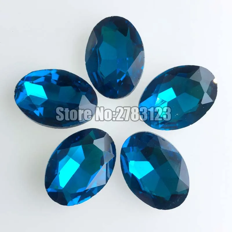 

Factory sales AAA Glass Crystal peacock blue color oval shape pointback rhinestones,diy/nail art/Clothing accessories SWOP014