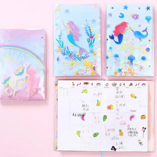 

A5 A6 Beautiful Flamingo Unicorn Spiral Diary Planner Notebook And Journals Creative PVC Hard Cover Journey Memo Notebooks