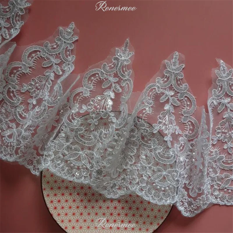 Изящная 1 ярд белая/слоновая кость ткань с блестками для кордировки цветов